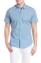 Men's Stone Rose Slim Fit Diamond Print Sport Shirt (m) - Blue