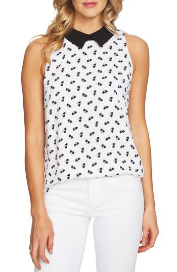 Women's Cece Collared Print Tank Blouse - Ivory