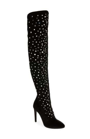 Women's Giuseppe For Jennifer Lopez Crystal Over The Knee Boot .5 M - Black