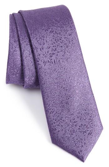 Men's Calibrate Dressy Floral Silk Skinny Tie, Size - Purple