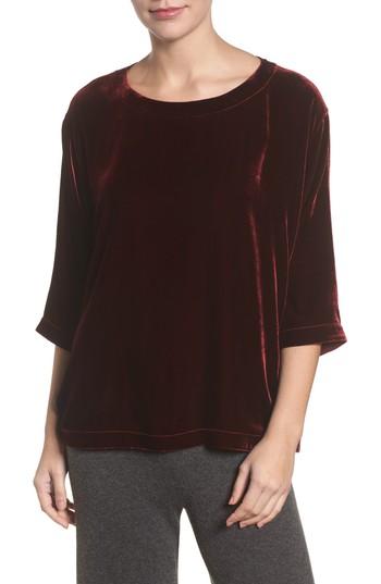 Women's Eileen Fisher Boxy Velvet Top, Size - Burgundy