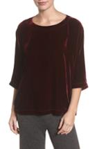 Women's Eileen Fisher Boxy Velvet Top, Size - Burgundy