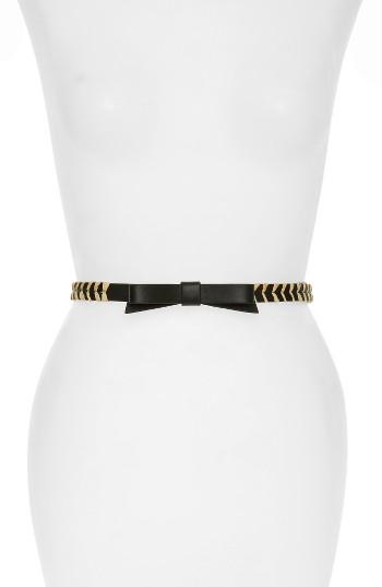 Women's Kate Spade New York Chevron Raffia & Leather Belt