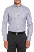 Men's David Donahue Plaid Fit Sport Shirt, Size Large - Brown