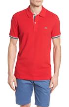 Men's Lacoste Slim Fit Stripe Sleeve Cotton Polo (3xl) - Red