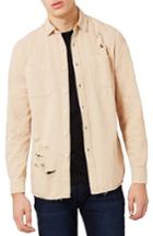 Men's Topman Distressed Twill Shirt