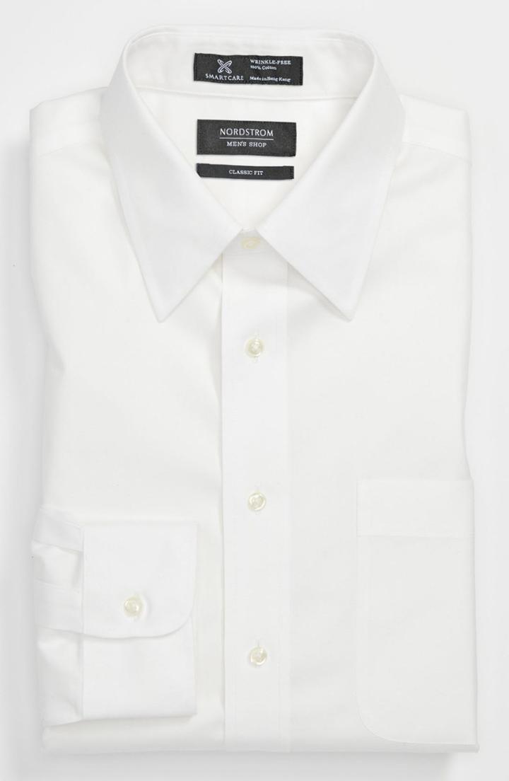 Men's Nordstrom Men's Shop Smartcare(tm) Classic Fit Solid Dress Shirt 32 - White (online Only)