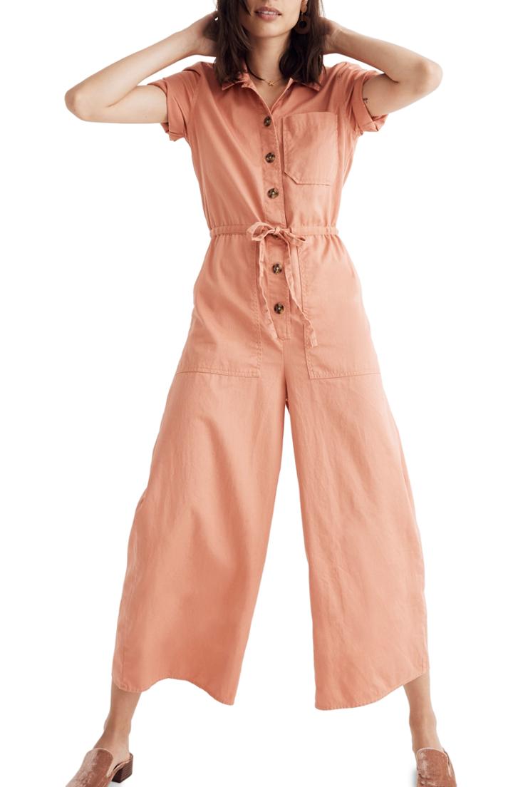 Women's Madewell Wide Leg Utility Jumpsuit (similar To 16w) - Pink