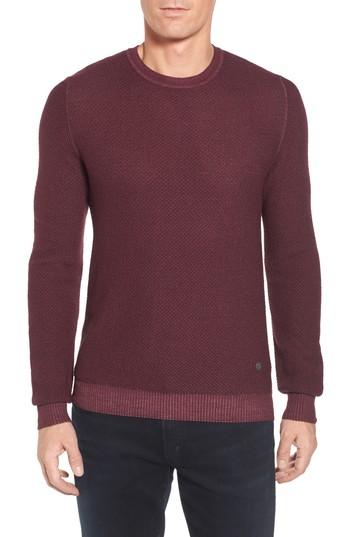 Men's Stone Rose Honeycomb Merino Crewneck Sweater (l) - Burgundy