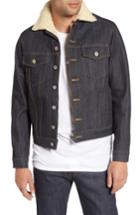 Men's Naked & Famous Denim Faux Shearling Denim Jacket - Blue