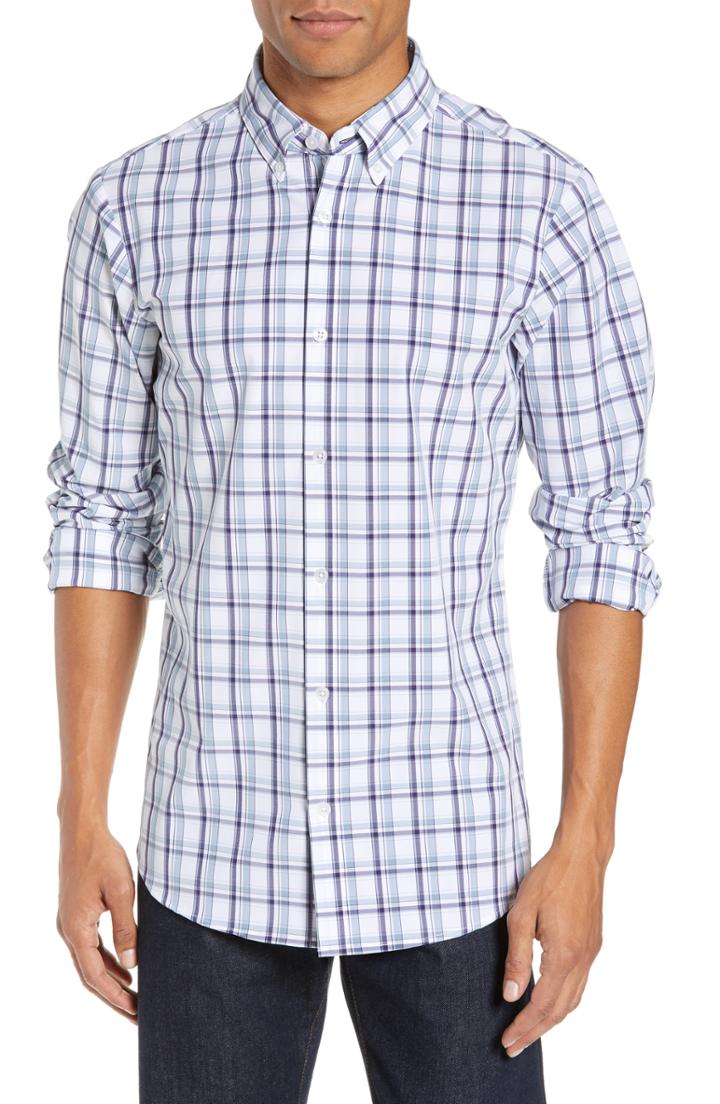 Men's Mizzen+main Sutherland Plaid Sport Shirt - White