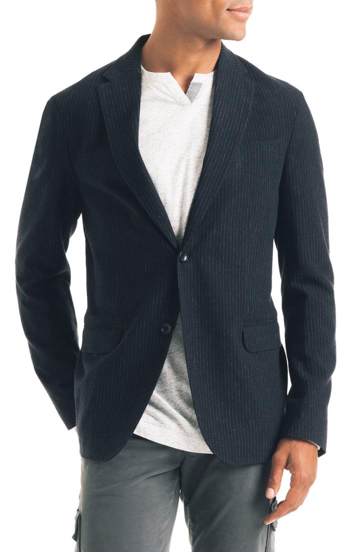 Men's Good Man Brand Uptown Trim Fit Stripe Wool Blend Sport Coat R - Blue