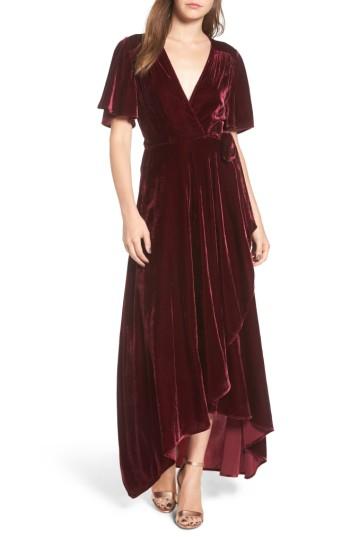 Women's Privacy Please Velvet Wrap Maxi Dress - Burgundy
