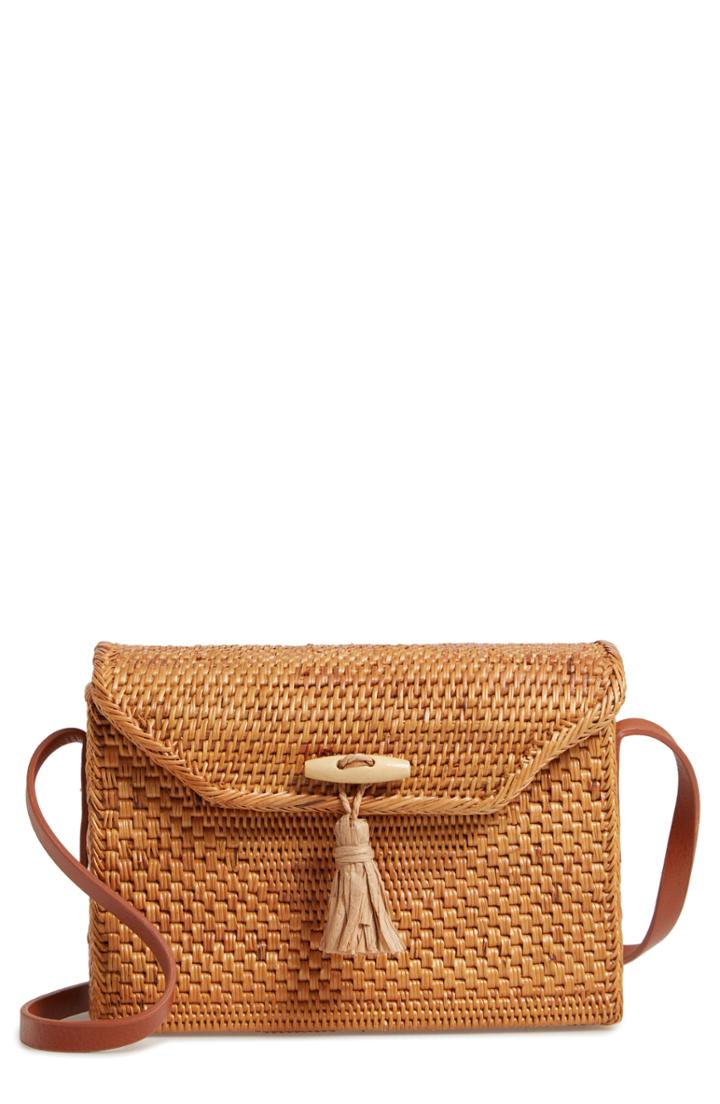 Nordstrom Celeste Straw Crossbody Bag - Brown