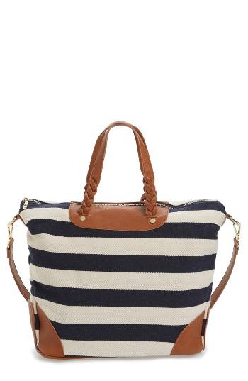 Sole Society Lisbon Stripe Tote - Black