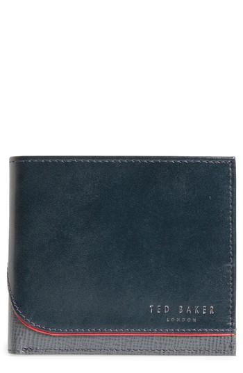 Men's Ted Baker London Roller Textured Leather Wallet - Blue