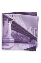Men's Eton Manhattan Bridge Silk Pocket Square, Size - Purple