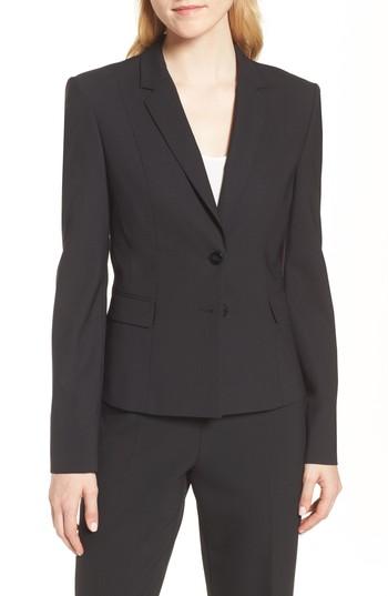 Women's Boss Jaru Stretch Wool Suit Jacket - Black