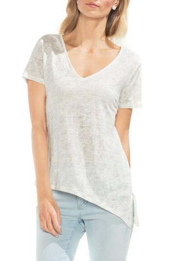 Women's Vince Camuto Diagonal Hem Linen Tee, Size - White
