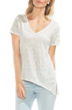 Women's Vince Camuto Diagonal Hem Linen Tee, Size - White
