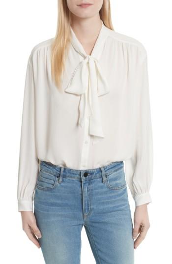 Women's Joie Esti Tie Neck Silk Blouse - White