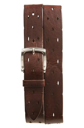Men's Orciani Perforated Leather Belt Eu - T. Moro
