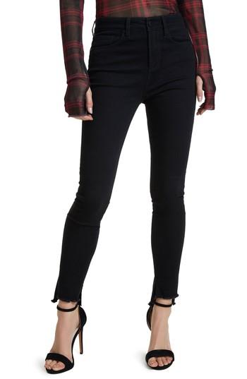 Women's Afrm Jayden Stagger Hem Skinny Jeans - Black