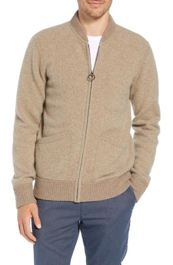 Men's Bonobos Felted Zip Bomber Cardigan - Beige