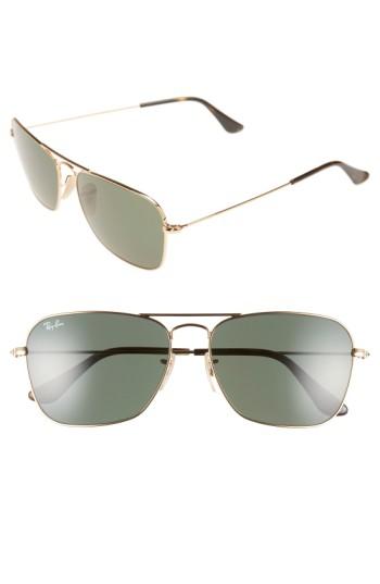 Men's Ray-ban Caravan 58mm Aviator Sunglasses - Gold/ Dark Green