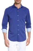 Men's Bugatchi Shaped Fit Grid Performance Sport Shirt - Blue