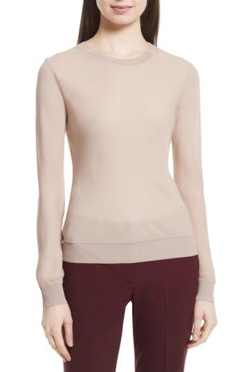 Women's Theory Crewneck Bias Silk Top - Pink