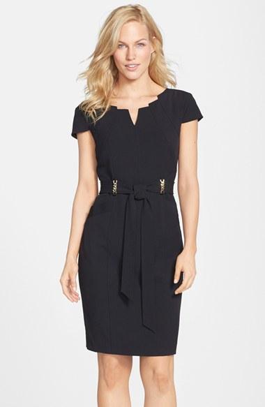 Petite Women's Ellen Tracy Stretch Sheath Dress P - Black