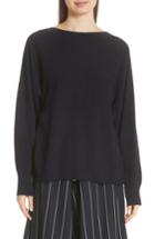 Women's Vince Layered Back Wool Cashmere Boatneck Sweater - Blue