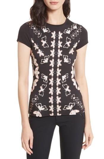 Women's Ted Baker London Queen Bee Fitted Tee - Black