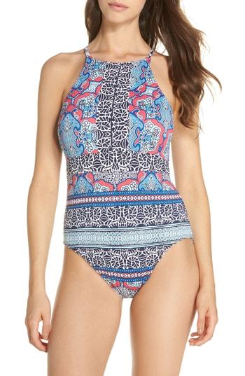 Women's Tommy Bahama Riviera Tiles Reversible One-piece Swimsuit - Pink