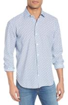 Men's Culturata Slim Fit Print Cotton & Linen Sport Shirt - Blue