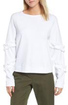Women's Nordstrom Signature Ruffle Sleeve Sweatshirt - Ivory