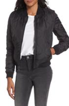 Women's French Connection Cropped Quilted Bomber Jacket - Black