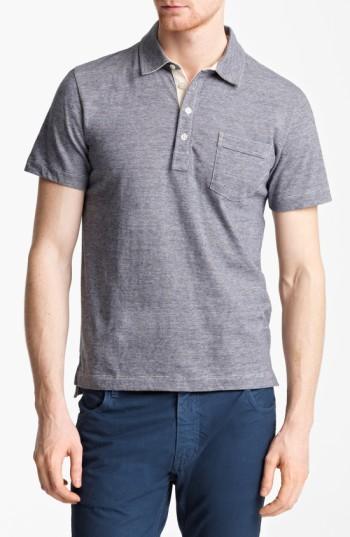 Men's Billy Reid 'pensacola' Mini Stripe Slim Fit Jersey Polo, Size - Blue