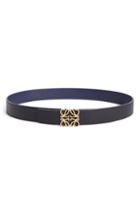 Women's Loewe Anagram Logo Calfskin Leather Belt - Black/ Gold/ Navy