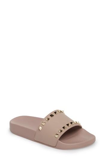 Women's Valentino Garavani Rockstud Slide Sandal Us / 40eu - Beige