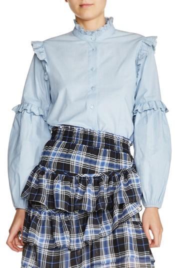 Women's Maje Ruffle Trim Poplin Blouse