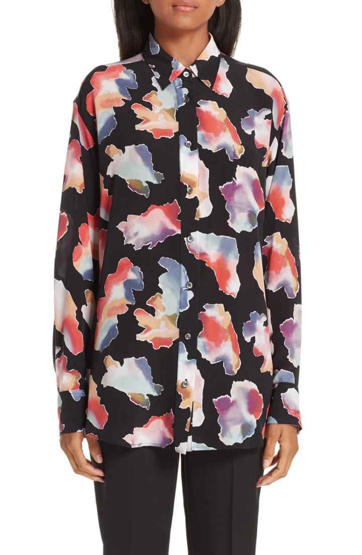 Women's Sies Marjan Sander Tie Dye Print Silk Shirt - Black