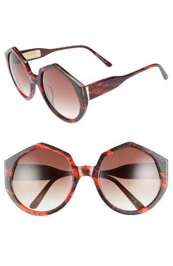 Women's Vow London Gigi 56mm Round Sunglasses - Red/ Black