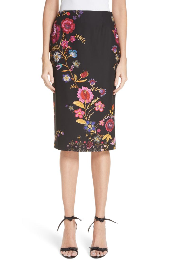 Women's Fuzzi Folk Floral Print Pencil Skirt Us / 44 It - Black