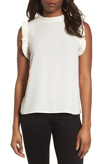 Women's Halogen Ruffle Trim Shell Top - Ivory