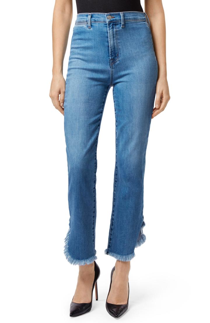 Women's J Brand Stovepipe Fringe Hem Straight Leg Jeans