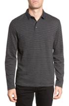 Men's French Connection Alternative Stripe Long Sleeve Polo - Grey