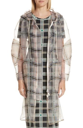 Women's Fendi Sheer Plaid Organza Jacket Us / 42 It - Beige