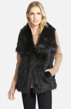 Women's Via Spiga Faux Fur Vest - Black (online Only)
